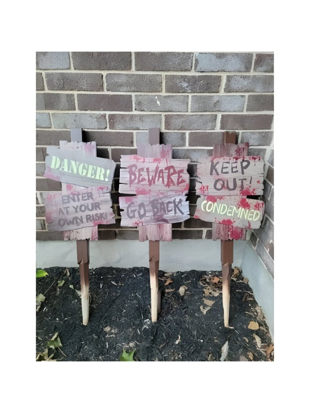 Halloween Decorations Beware Signs Yard Stakes Outdoor Creepy Assorted